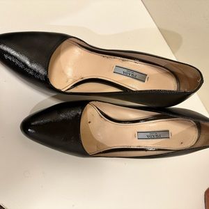 PRADA textured black leather platform pumps